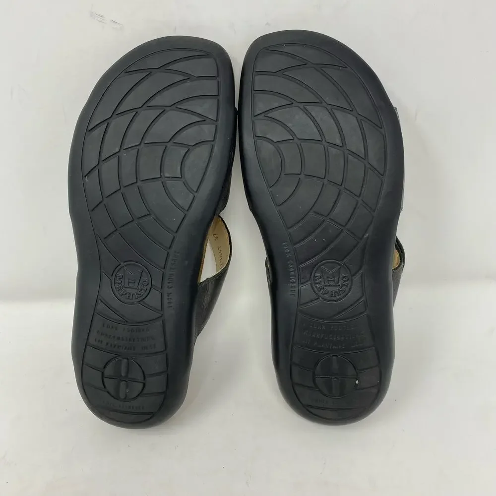 Mephisto Air Relax Leather T-Strap Slide On Sandals Womens Size 6.5